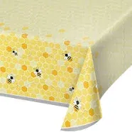 Creative Converting Bumblebee Baby Plastic Tablecloth, 54" x 102", Multi-Color