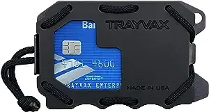 Trayvax Original 2.0 Wallet, RFID Front Pocket Tactical Metal Credit Card Holder with Money Clip, Slim Minimalist Wallet for Men and Women, Black