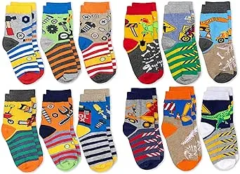 Jefferies Socks Boys Multicolored Stripe Fashion Variety Crew Socks 12 Pair Pack