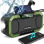 Emergency Weather Radio Hand Crank Solar,Portable NOAA AM FM Bluetooth Radio Speaker 5000mAh Battery Powered Waterproof Wind Up Storm Radio Flashlight Phone Charger,Reading Light,SOS for Survival