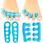 Toe Separators, Flexible Gel, Two Styles, Blue, Medium, 4 Piece