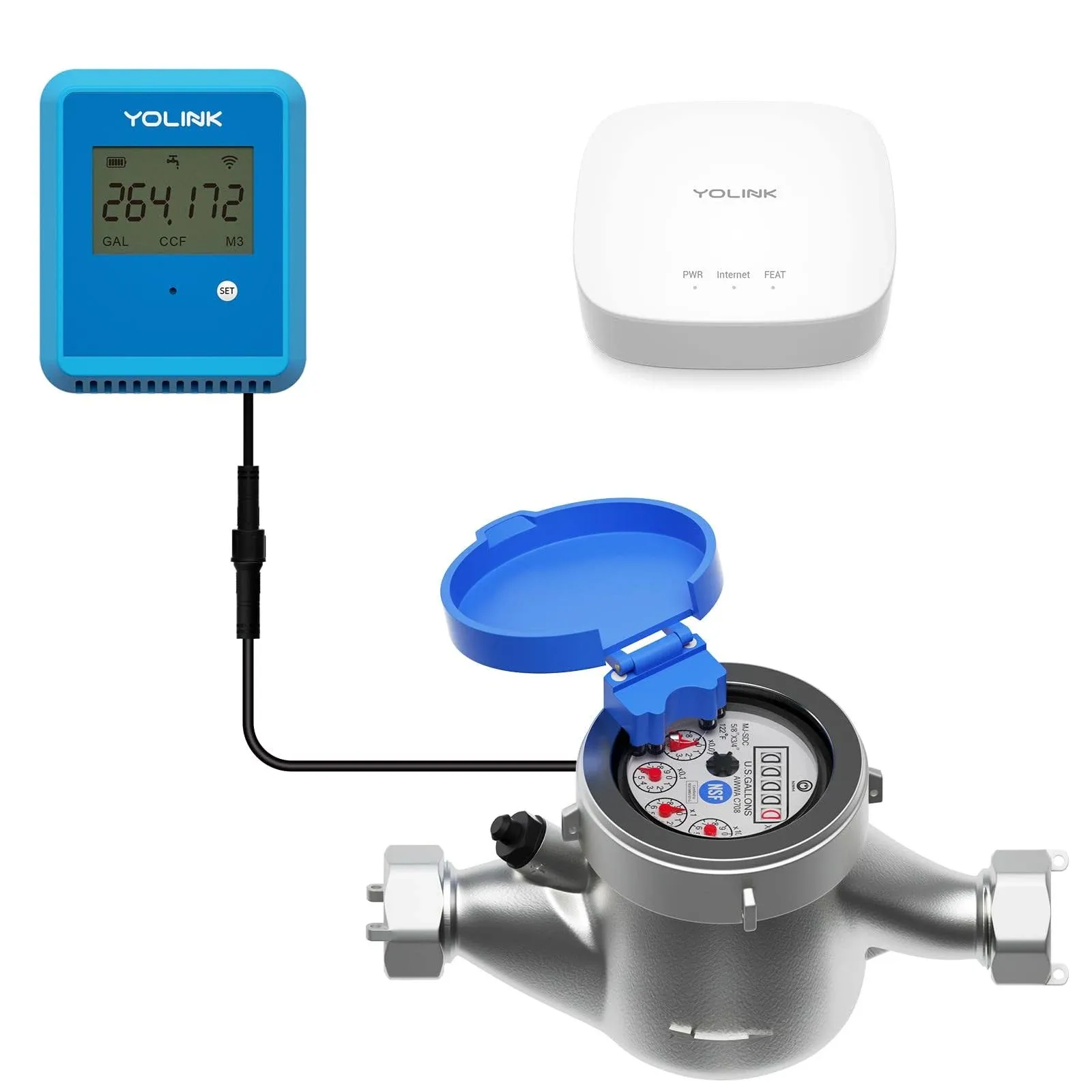 YoLink FlowSmart NSF Water Meter, Smart Water Usage Monitor and Water Leak Detection: 0.75 Inch Advanced Smart Home Water Meter, Hub Included