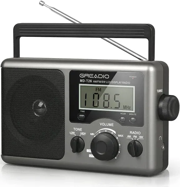 Greadio Portable Shortwave Radio AM FM Transistor Radio with Best Reception,LCD 