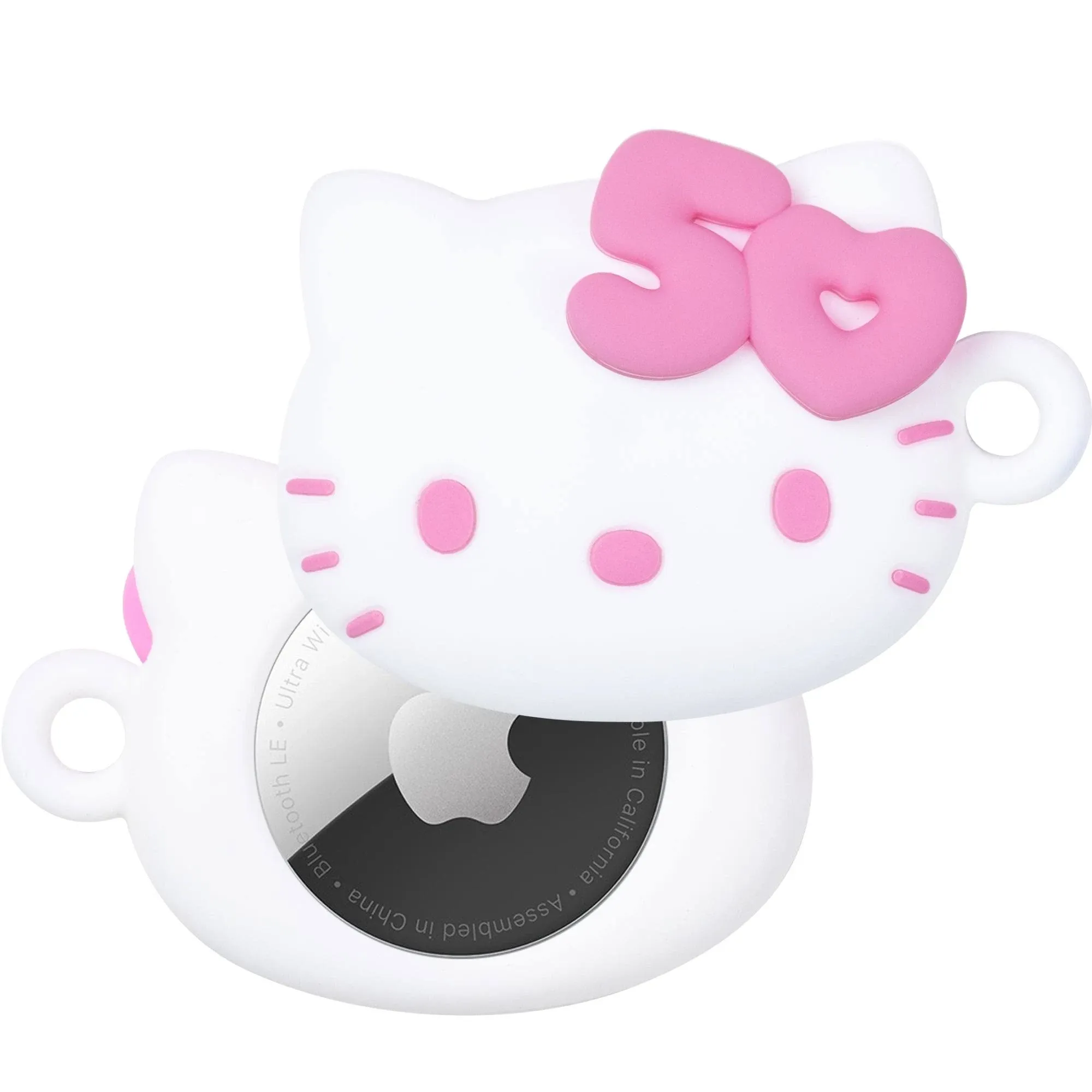 iFace Sanrio Hello Kitty Silicone Protective Cover Designed for Apple AirTags [50th Anniversary Special Limited Edition] [Carabiner Keychain Clip Included] [Cute Character Case]