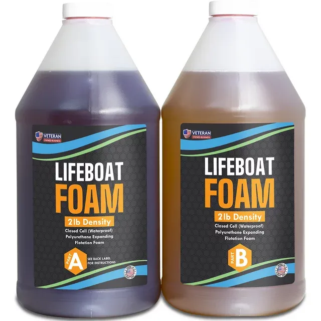 Lifeboat Urethane Pour Expanding Foam - 2lb Density - 1 Gallon Kit 2-Part Closed Cell Rigid Pour Foam - Fast-Acting Formula - Great for Boat Buoyancy,