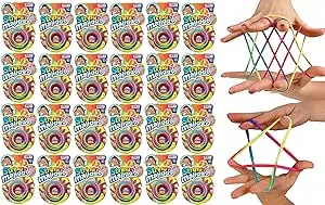 JA-RU Stringy Majiggy Cats Cradle - Chinese String Toys (1 Cats Cradle) Finger Hand String Tricks Games for Kids & Adults Girls & Boys. Rainbow Rope Toy. Party Stocking Stuffers. 736-1slp