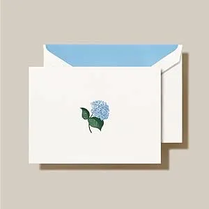 Crane &amp; Co. Hand Engraved Blue Hydrangea Note (RF1407)