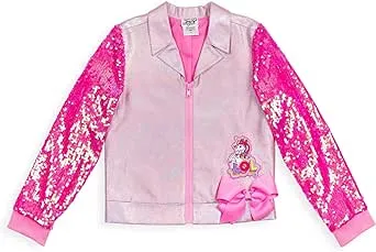 JoJo Siwa Unicorn Girls Sequin Zip Up Bomber/Moto Jacket Little Kid to Adult