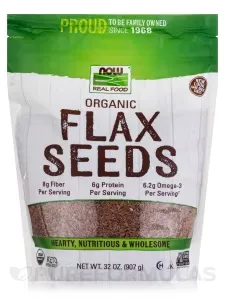 NOW Real Food® - Organic Golden Flax Seeds - 2 lbs (907 Grams)