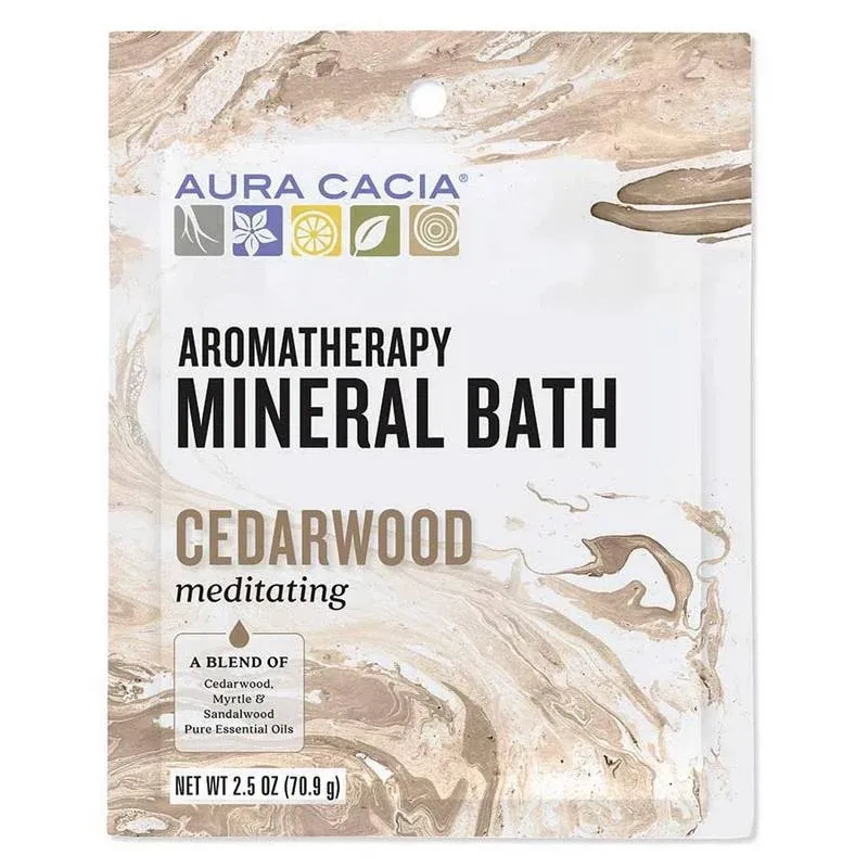 Aura Cacia Aromatherapy Mineral Bath Meditating Cedarwood 2.5 oz (70.9 g)