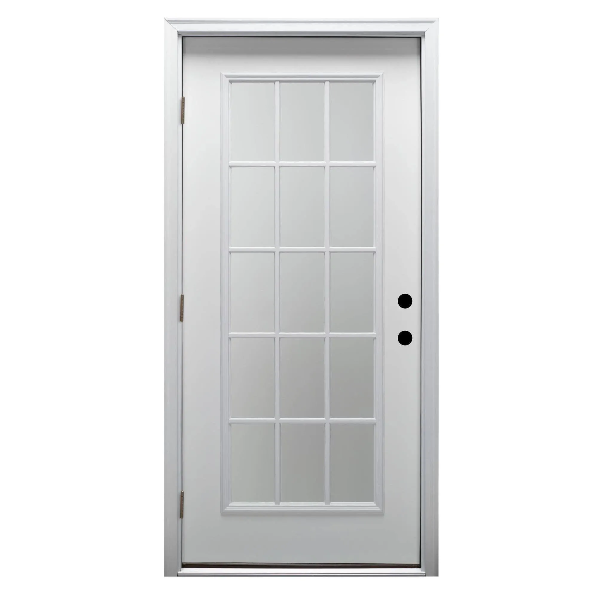 National Door Company ZZ364604R Fiberglass Smooth, Primed, Right Hand Outswing, Prehung Door, 15 Lite, Clear Glass, External Grilles, 36"x80", Fiberglass