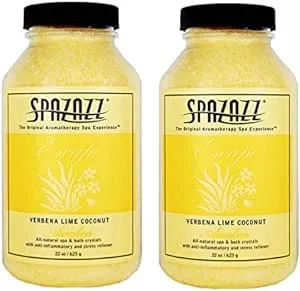 Spazazz Aromatherapy Spa and Bath Crystals - Verbena Lime Coconut 22 oz (2 Pack)