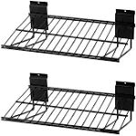 Slatwall Baskets Set of 2, Black, Duty Gargage Storage Slatwall Shelf, Slat Wall Wire Shelf-24 Inch Width, Slatwall Accessories