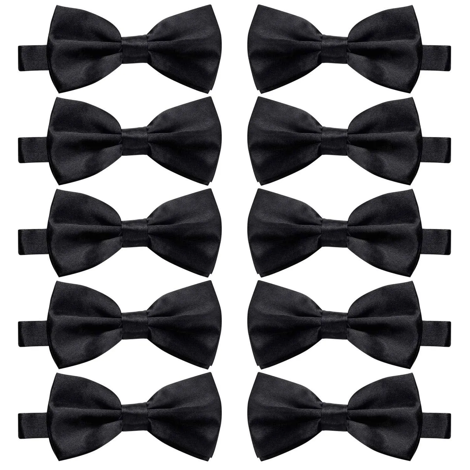 10 Pcs Elegant black Pre-tied Bow ties Formal Tuxedo Bowtie Set with 