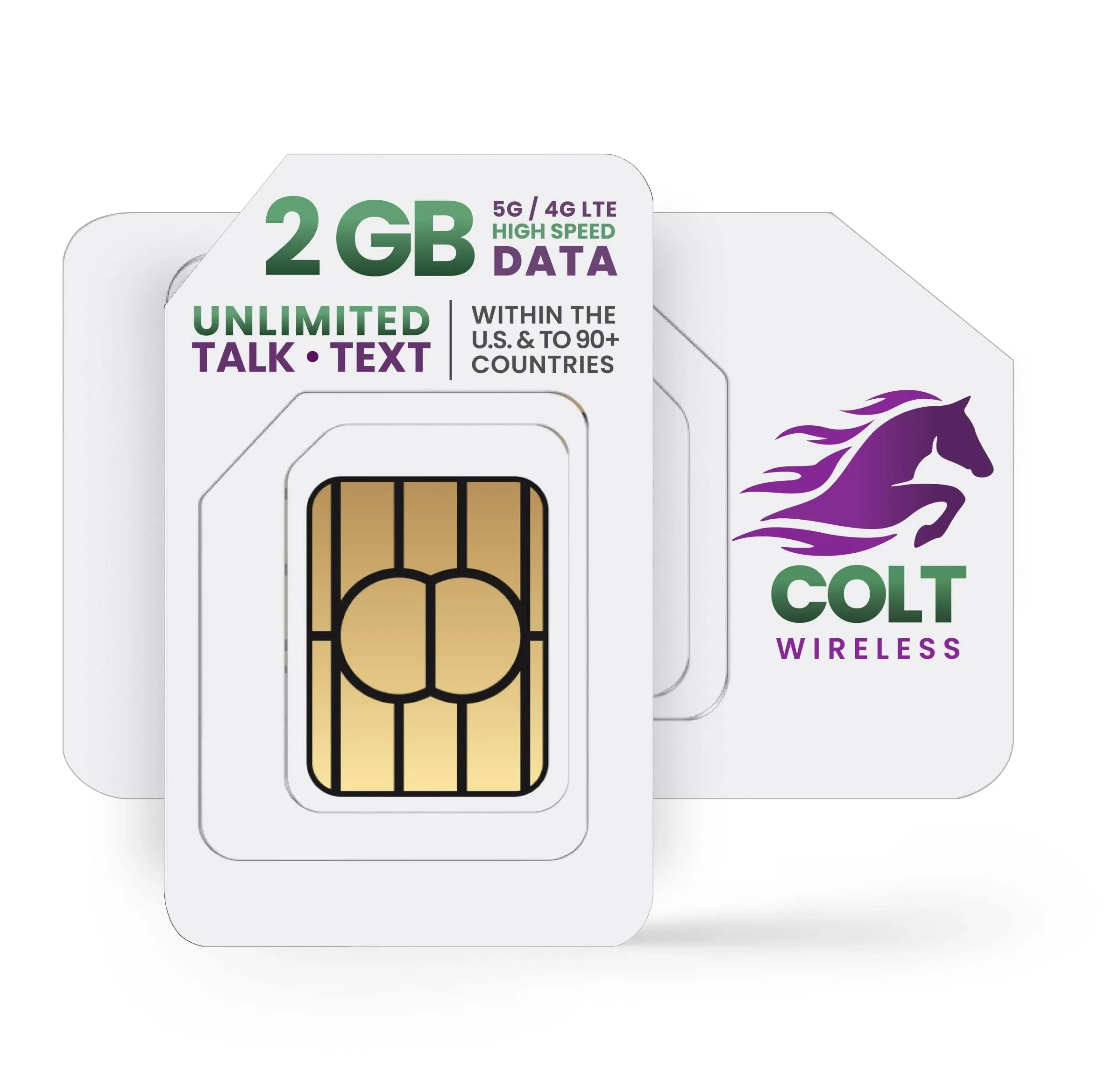 Colt Wireless Prepaid Sim Card USA, 30 Day Prepaid Cell Phone Plan w/ 2GB 4G LTE/5G Unlimited Data SIM Card, Talk & Text 90+ Countries, Mobile Hotspot