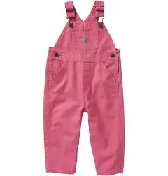 Carhartt Baby Girls Bib Overalls, Carhartt Pink Lemonade, 24 Months