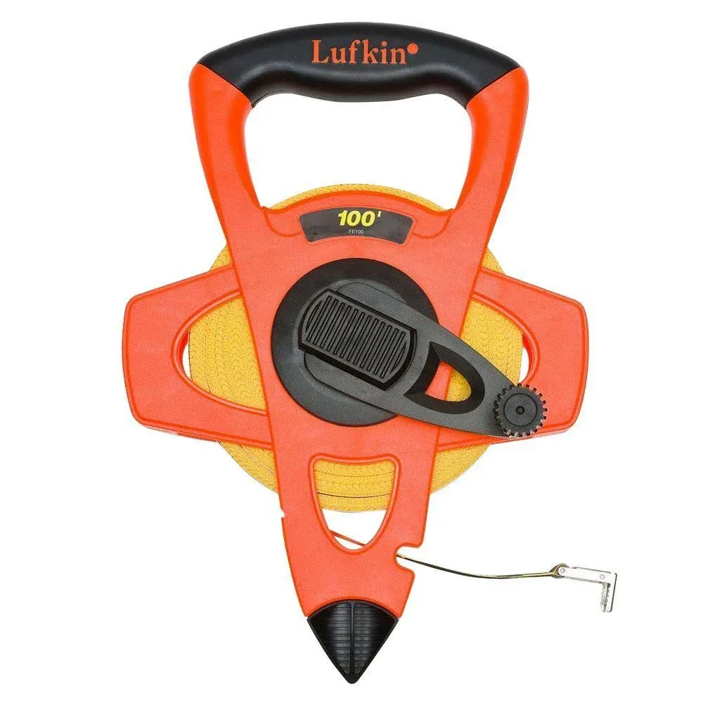 Lufkin FE100 1/2&#034; x 100&#039; Hi-Viz Orange Fiberglass Tape Measure, Feet &amp; Inches