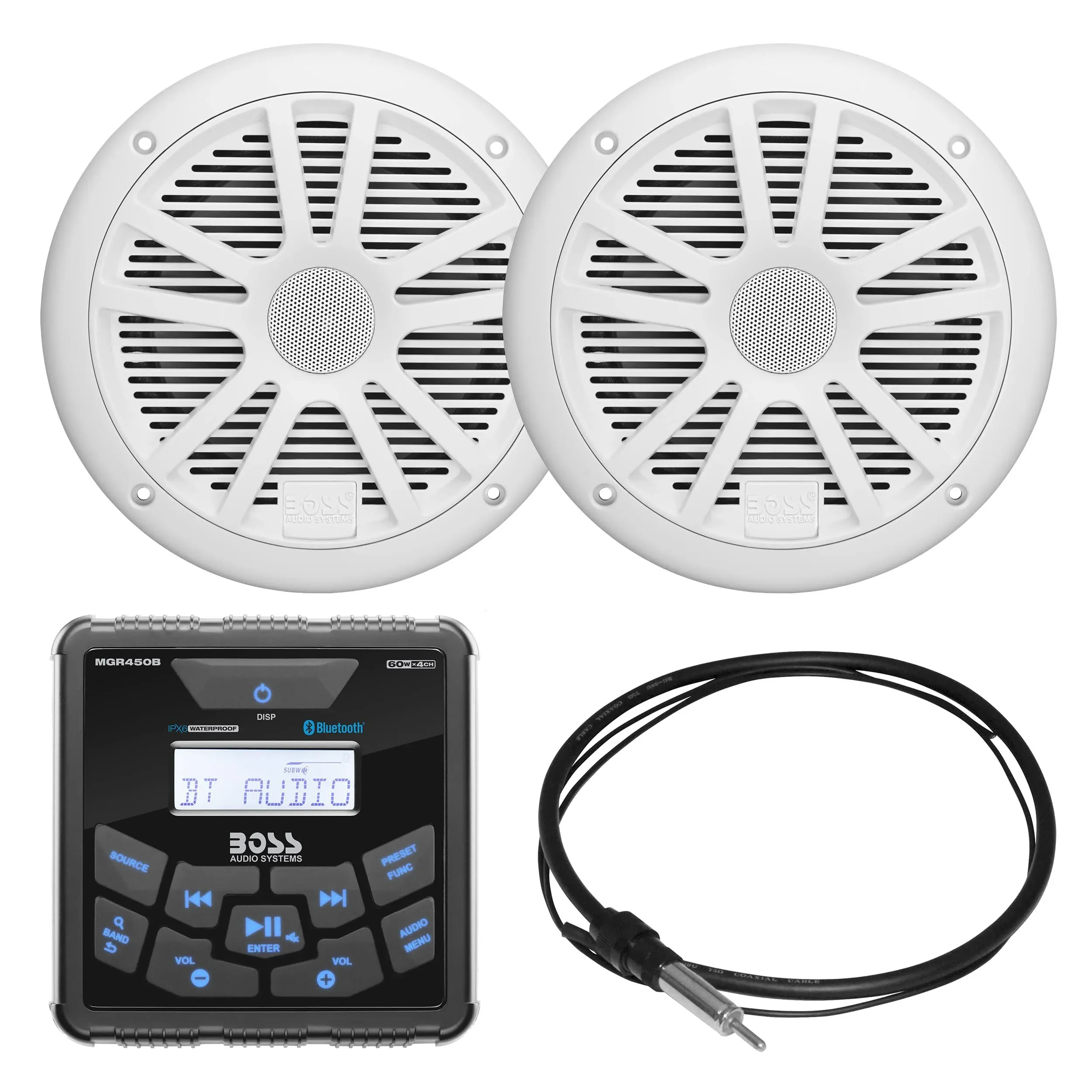 Boss Audio Systems MCKGB450W.6 Marine Gauge Receiver Package