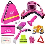 Car Roadside Emergency Kit - Pink Roadside Assistance Emergency Kit with Jumper 