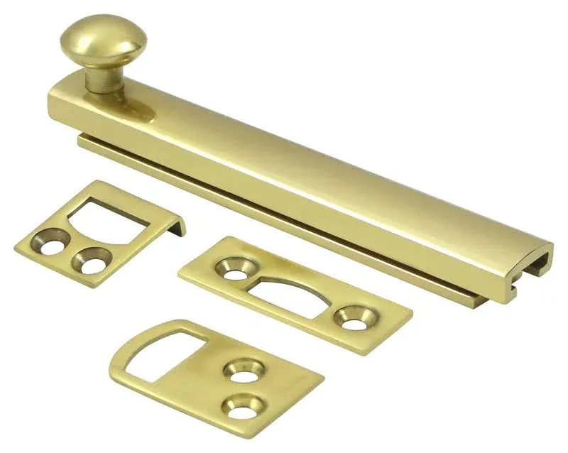 Deltana 4SBCS3 4" Length HD Concealed Screw Surface Bolt Polished Brass