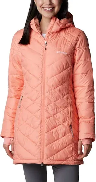 NWT Columbia Heavenly Long Hooded Jacket Aqua Haze Omni-Heat $160