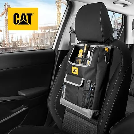 Cat® Car Seat Organizer for Cars Trucks SUVs, Removable Portable On-The-Go, Securely Attaches to Front or Rear Seats, Adjustable Straps, Car Accessories Compact Caddy for Travel Driving - Black