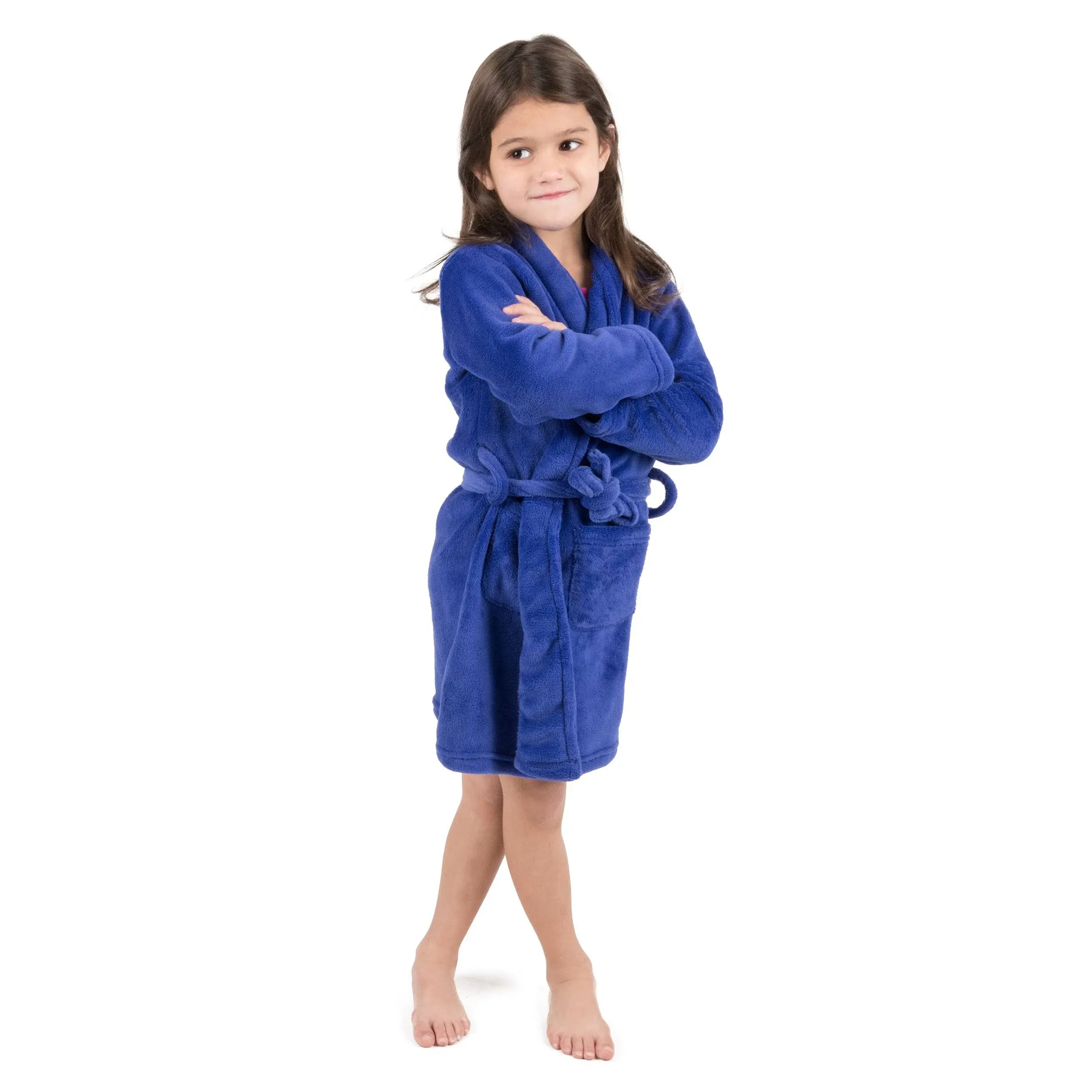 Leveret Fleece Shawl Collar Robe Blue / 14 Years