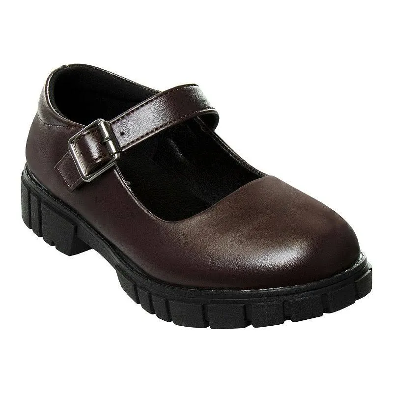 French Toast Girls Round Toe Ankle Strap Maryjane School Shoes - Mary Jane Chunky Platform Oxford Dress Shoe Pumps - Black/Navy/Brown (Size 12-5 Little Kid/Big Kid)