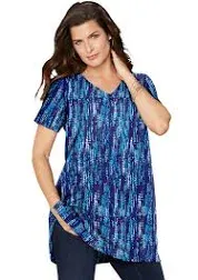 Roaman's Women's Plus Size Short-Sleeve V-Neck Ultimate Tunic