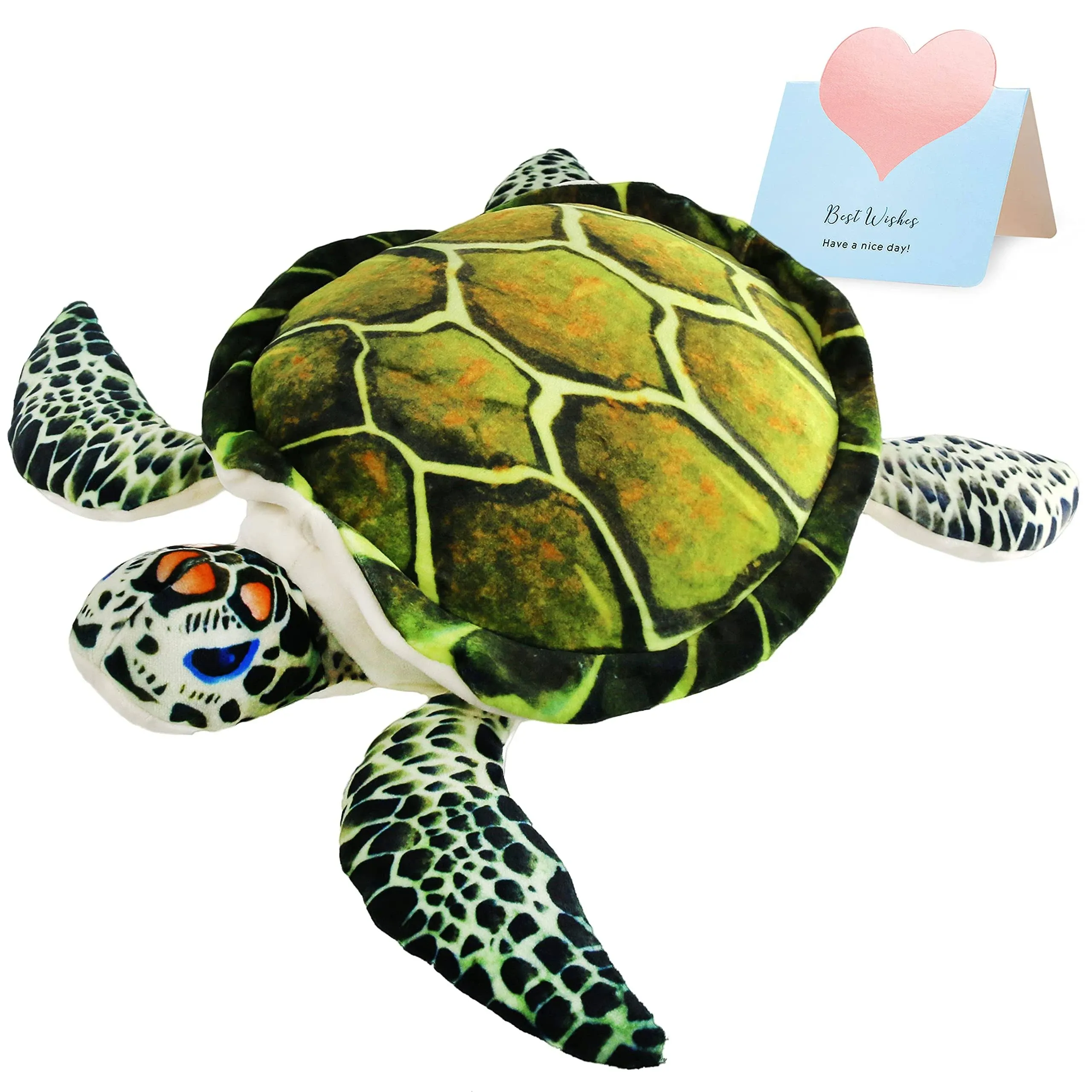 Athoinsu Realistic Stuffed Sea Turtle Soft Plush Toy Ocean Life Tortoise Throw ...