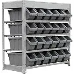 King's Rack 4-Tier Metal Organizer Shelving Rack with 24 Bins in Gray