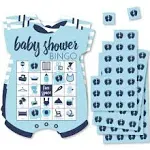 Big Dot of Happiness - Baby Boy - Picture Bingo Cards and Markers - Blue Baby Shower Shaped Bingo Game - Set of 18