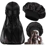 Bonnet for Men,Silk Bonnet for Men for Sleeping,Matching Durag and Bonnets Set for Couples,Mens Bonnet for Curly Hair,Braids,Pack A