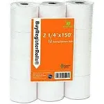 (Pack of 5 Rolls) 2 1/4 x 150 ft, White, adding machine tape Paper Rolls, 50 ...