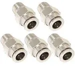 Pneumatic BPC Nickel-Plated Brass Push to Connect Air Fitting 1/4&#034; Tube OD x ...