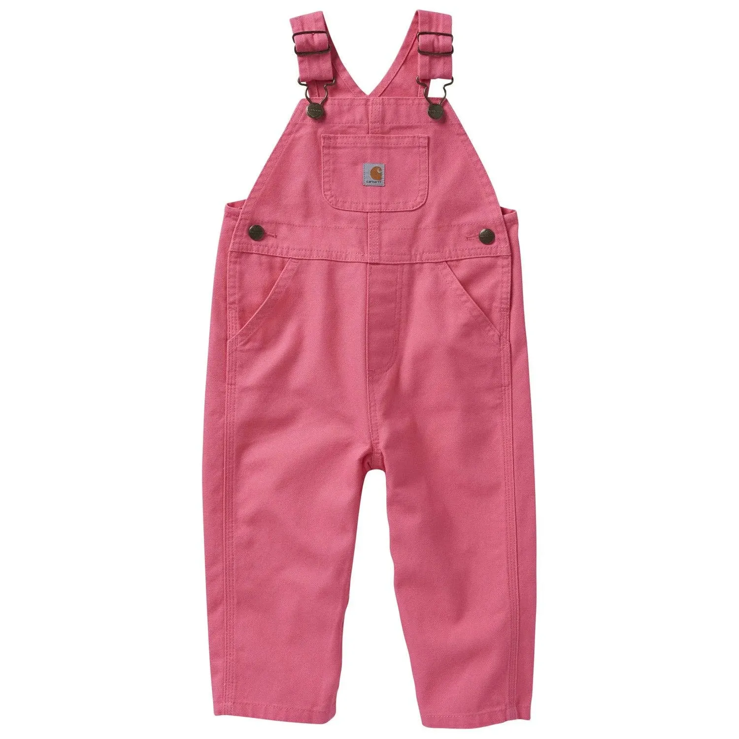 Carhartt Girls' Loose Fit Canvas Bib Overalls, Pink Lemonade, 6M