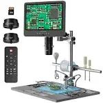 Andonstar AD249S-M Plus 10.1'' HDMI Soldering Digital Microscope for Electronics Repair, 2000x 3 Lens 2160p UHD Video Record, Soldering Microscope