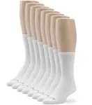 No Nonsense Women's Cushion Crew Socks, 8 Pair Pack, White