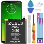 Moto G7 Power Battery Upgraded ZUEUS 6000mAh Li-Polymer Battery Replacement for Motorola Moto G7 Power Supply XT1955 JK50 Moto one Power Supply XT1942 with Screwdriver Tool Kit