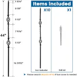 Muzata 44" Double Basket Twist Wrought Iron Baluster