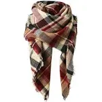 Zando Plaid Blanket Thick Winter Scarf Tartan Chunky Wrap Oversized Shawl Cape Scarves