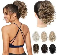 REECHO 9" Short Ponytail Extension Curly Wavy Claw Clip Pony tails Hair Extensions HP001 Hairpieces for Women