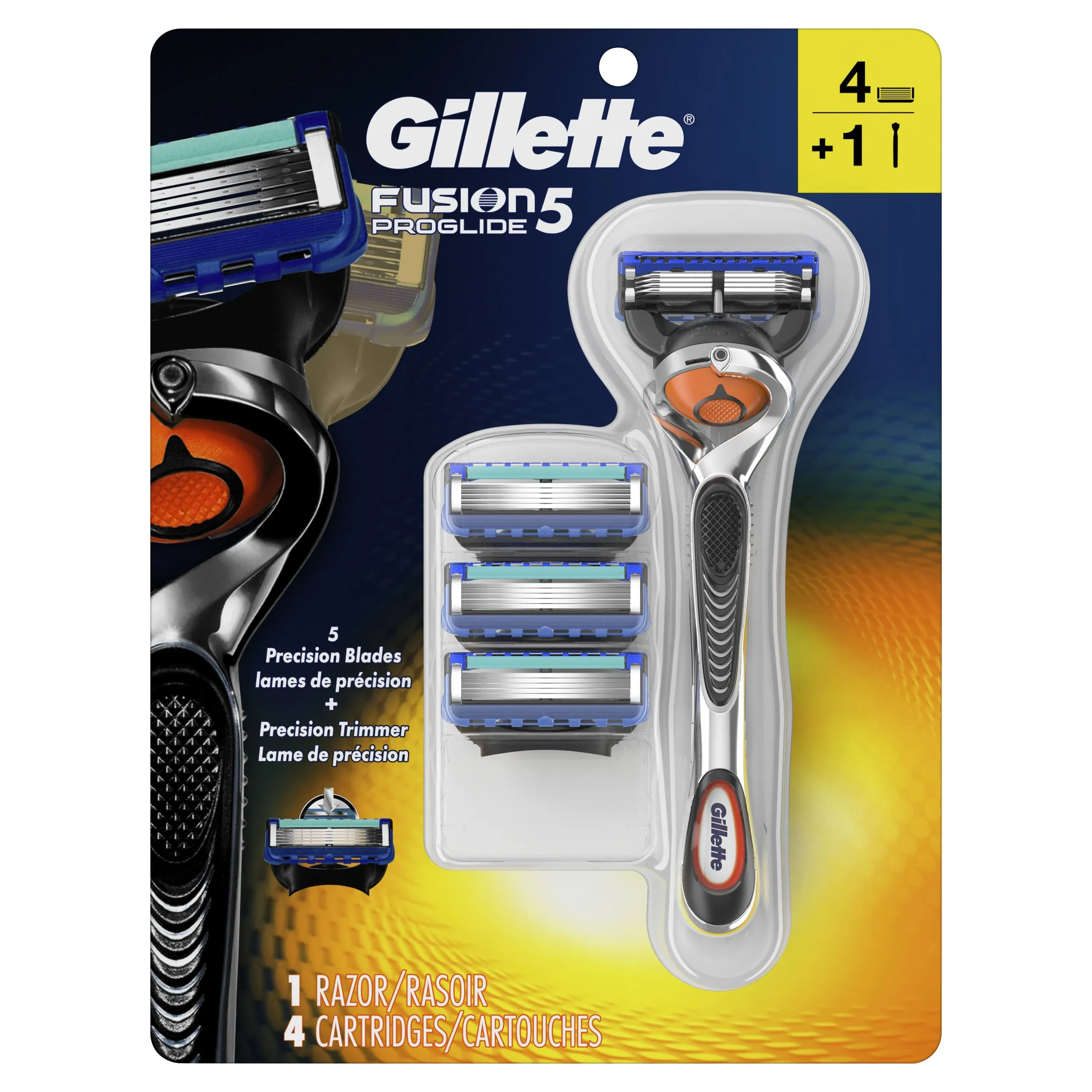 Gillette Fusion 5 Proglide Razor plus 4 CARTRIDGES