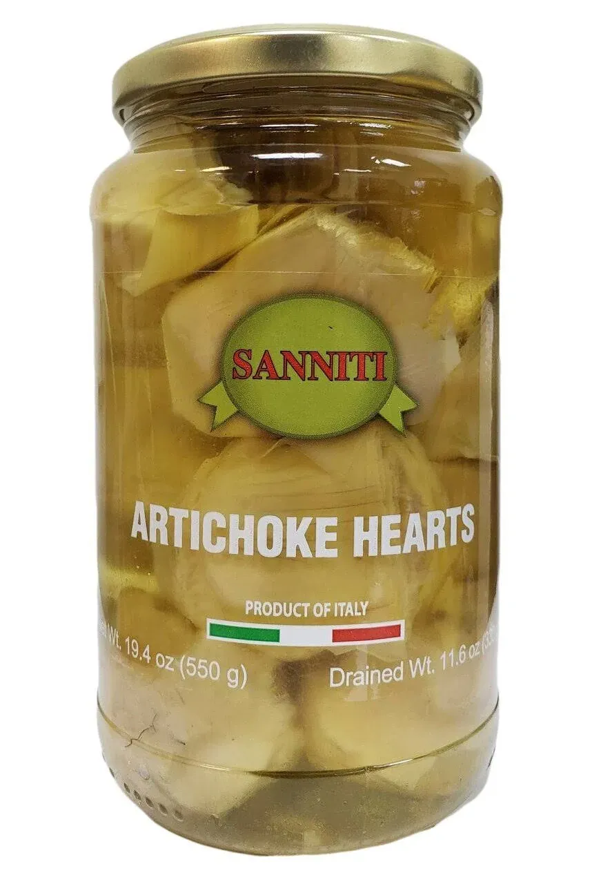 Sanniti Italian Artichoke Hearts in Jar | Authentic Italian Flavor | Perfect for Appitizers, Pasta, Salads, & Dips | 19.4 oz