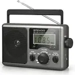 Greadio Portable Shortwave Radio with Best Reception AM FM Transistor LCD Display Time Setting Battery Operated by 4 D Cell Batteries or AC Power Big