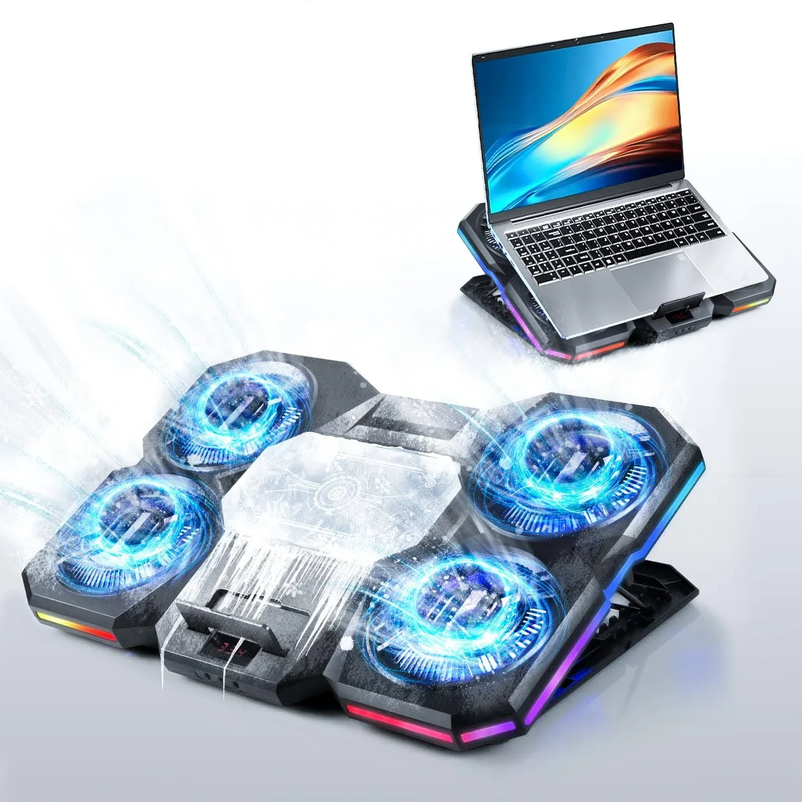 Upgraded Laptop Cooling Pad with Thermoelectric Cooler and 4 Fans, Powerful L...