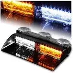 NISUNS 16 LED High Intensity LED Law Enforcement Emergency Hazard Warning Strobe Lights 18 Modes for Interior Roof/Dash / Windsh, White nss0216l