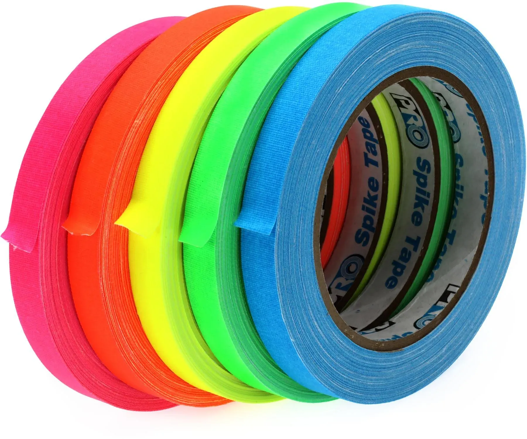 Pro Tapes Pro Spike Stack 1/2-inch Gaffers Tape - Fluorescent Assortment