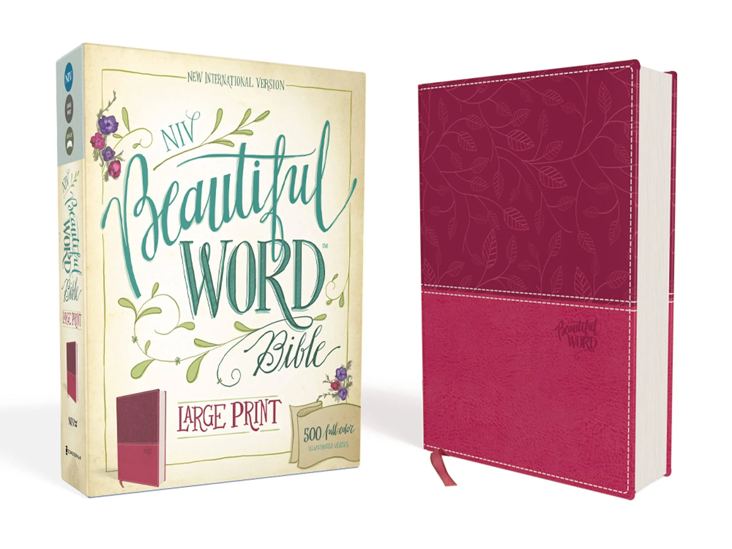 NIV, Beautiful Word Bible, Large Print, Imitation Leather, Pink: 500 Full-Color Illustrated Verses [Book]