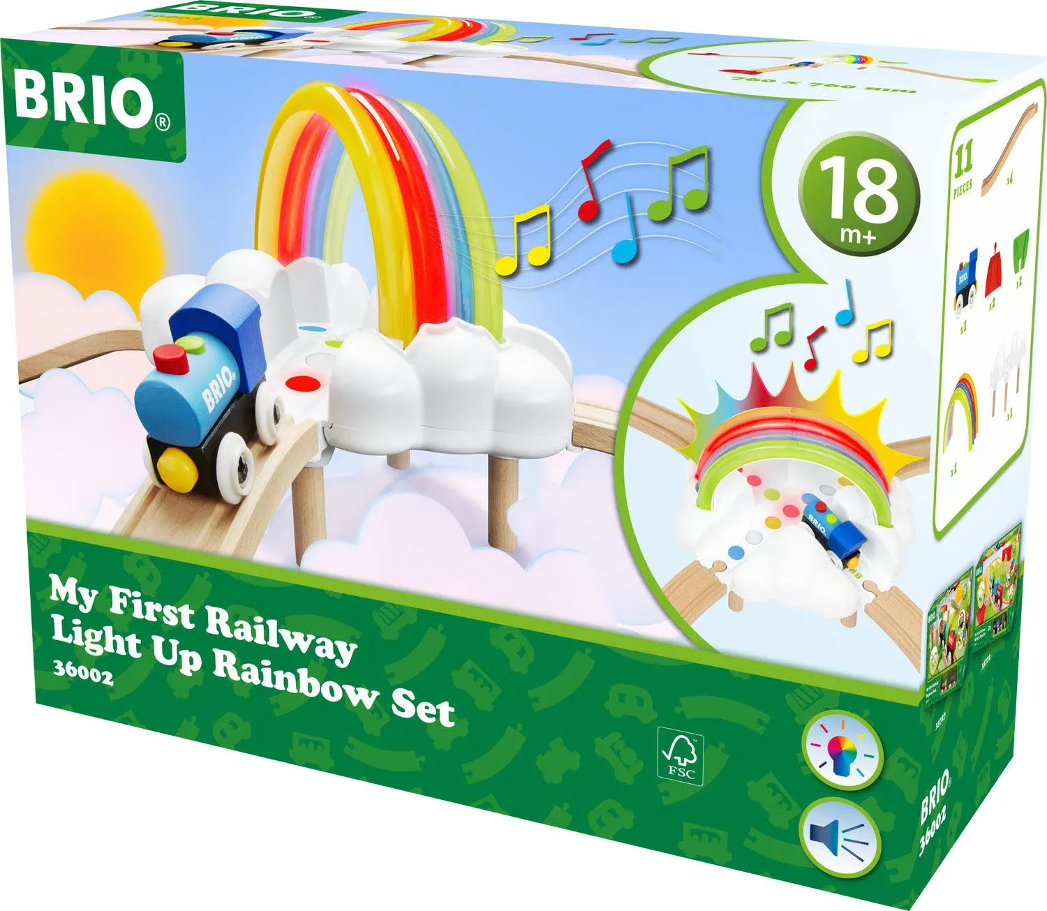 BRIO My First Railway Light Up Rainbow Set 100% Complete Tested Sound Lights